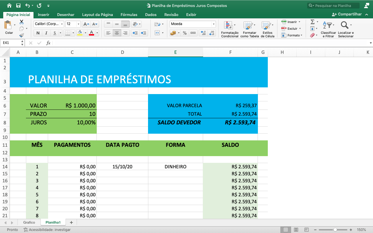 Planilha De Juros Composto Empréstimos Excel OPY NEWS Notícias de